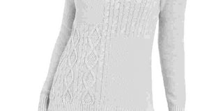 Charter Club Women's Petite Envelope-Neck Cable-Knit Sweater Gray Size Petite S