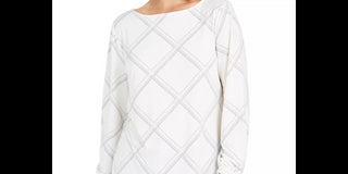 Charter Club Women's Plaid Knit Top White Size XX-Large