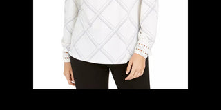 Charter Club Women's Plaid Knit Top White Size XX-Large