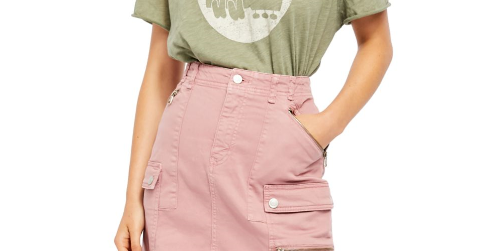 Free People Women's Zippered Mini Pencil Skirt Pink Size 27