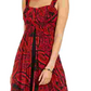 Connected Apparel Women's Red Printed Spaghetti Strap Sweetheart Neckline Skinny Jumpsuit Red Size 16