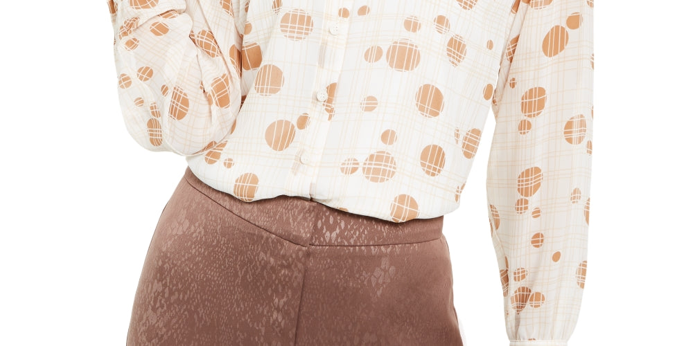 Alfani Women's Printed Blouse White Size Medium