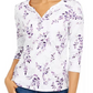 Karen Scott Women's Petite Printed 3/4-Sleeve Top white-blue Size Petite Small