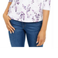 Karen Scott Women's Petite Printed 3/4-Sleeve Top white-blue Size Petite Small