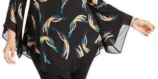 Alfani Women's Plus Size V-Hem Blouse Black Size 0X