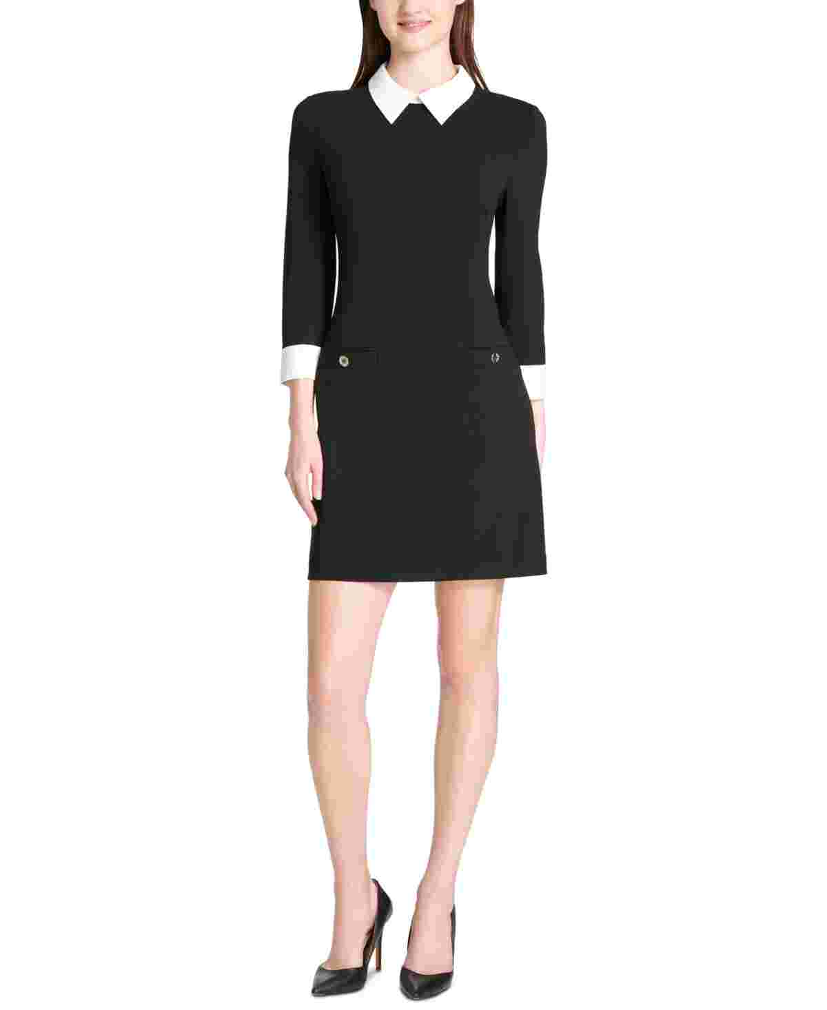 Tommy Hilfiger Women's Collared Shift Dress Black Size 6