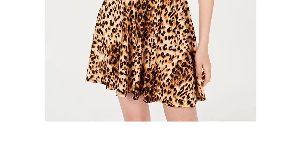 BCX Women's  Animal Print Short Sleeve V Neck Short Wrap Dress Dress Brown  Size Large