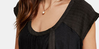 Free People Women's Black Cap Sleeve Scoop Neck Top Black Size X-Small