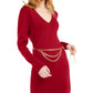 INC International Concepts Women's Chain-Belt Sweater Tunic Red Size Medium