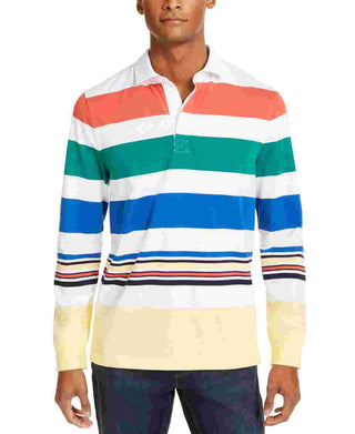 Clubroom Men's White Striped Long Sleeve Collared Shirt White Size Medium