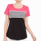 Karen Scott Women's Tara Colorblocked Stripes Rivet Top Pink Size Small