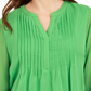Charter Club Women's Double Ruffle Solid Pintuck Top Green Size Small