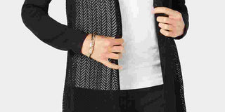 Charter Club Women's Chevron Pointelle Cardigan Black Size Medium