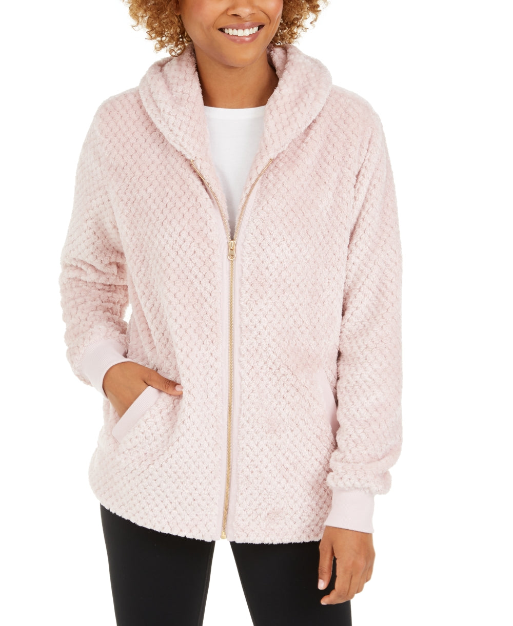Ideology Women's Quilted Fleece Jacket Pink  Size Large