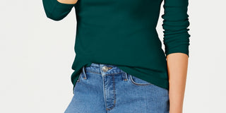 Charter Club Women's Pima Cotton Long-Sleeve Top Green Size XX-Large