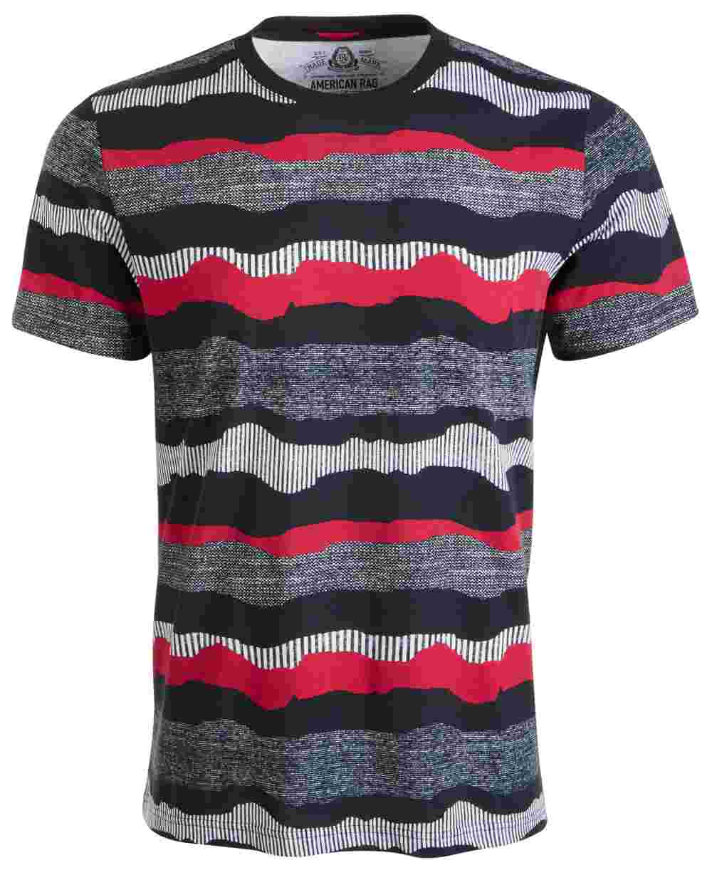 American Rag Men's Wavy Stripe Textured T-Shirt Black Size Medium