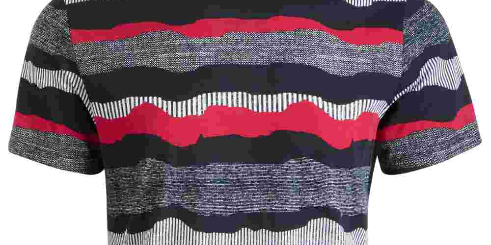 American Rag Men's Wavy Stripe Textured T-Shirt Black Size Medium