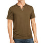 INC International Concepts Men's Striped Split-Neck T-Shirt Green Size Small