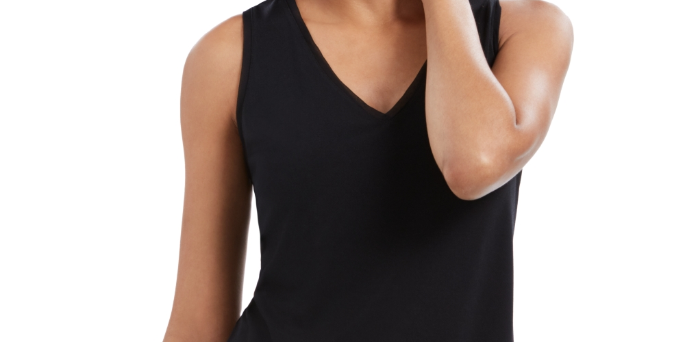 Charter Club Women's Crepe Tank Top Black Size X-Large