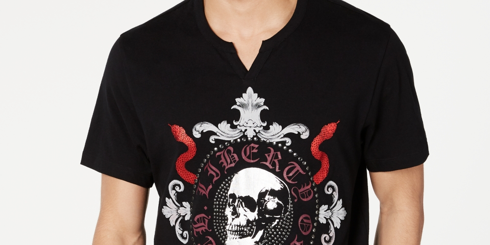 INC International Concepts Men's Skull & Snakes Graphic T-Shirt Black Size Small
