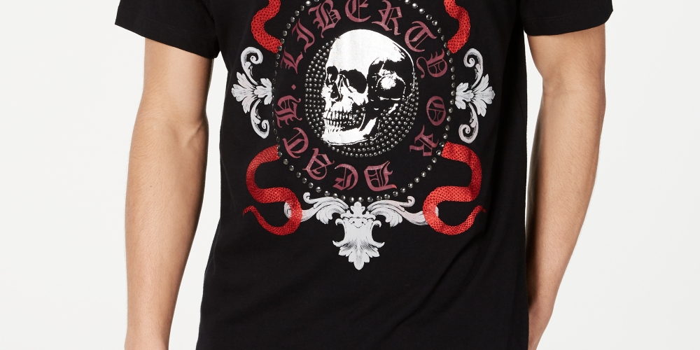 INC International Concepts Men's Skull & Snakes Graphic T-Shirt Black Size Small