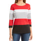 Karen Scott Women's Sport Colorblocked Button-Shoulder Top Red Size X-Small