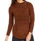 Style & Co Women's Petite Envelope-Neck Sweater Brown Size PP