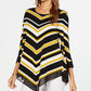 Alfani Women's Petite Striped V-Hem Top Yellow Size PS