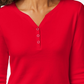 Karen Scott Women's Petite Cotton Henley Top  Bright Red Size Petite