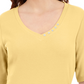 Karen Scott Women's Button-Detail V-Neck Top Yellow Size Small