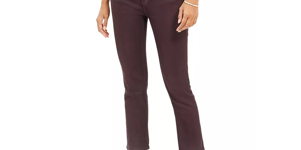 Vigoss Juniors' Coated High Rise Straight Leg Jeans Purple 28 Size