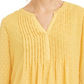 Charter Club Women's Petite Double-Ruffle Textured Pintuck Top Gold Size PL
