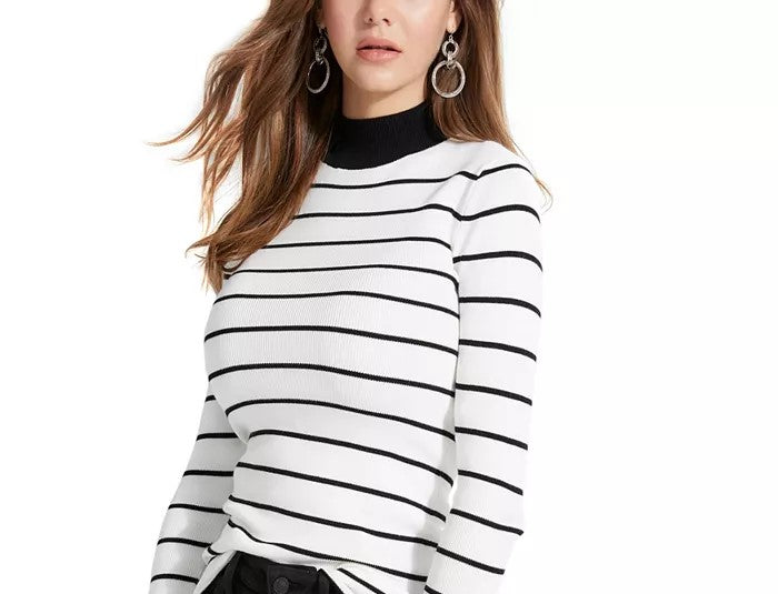 Guess Women's Rebekah Button-Sleeve Turtleneck Sweater White Size Small