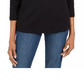 Karen Scott Women's Petite Embellished 3/4-Sleeve Top Black Size PS/M