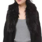 Michael Kors Women's Belted Faux Fur Collar Long Sleeve Open Cardigan Top Black Size X-Large