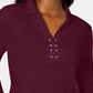 Karen Scott Women's Cotton Lace-Up Shirt Red Size X-Small