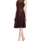 SL Fashions Women's Sleeveless Belted A-Line Lace Dress Maroon Size 6