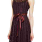 SL Fashions Women's Sleeveless Belted A-Line Lace Dress Maroon Size 6