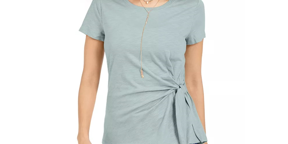 Style & Co Women's Side-Tie Top Blue Size X-Large