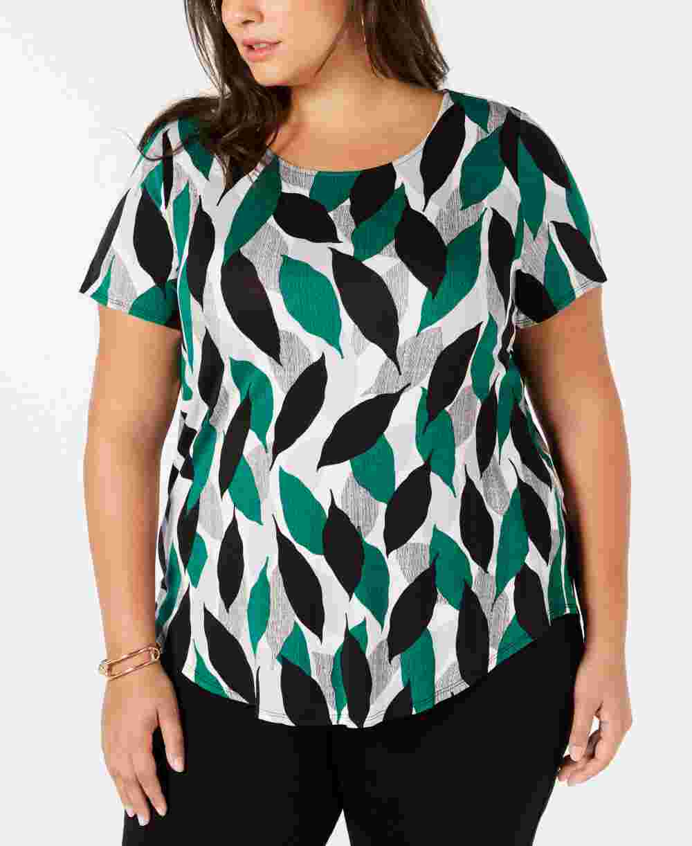 Alfani Women's Women S Plus Printed Top Black/Blue Size 0X