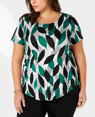 Alfani Women's Women S Plus Printed Top Black/Blue Size 0X