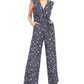 Charter Club Women's Printed Belted Jumpsuit Blue Size 12