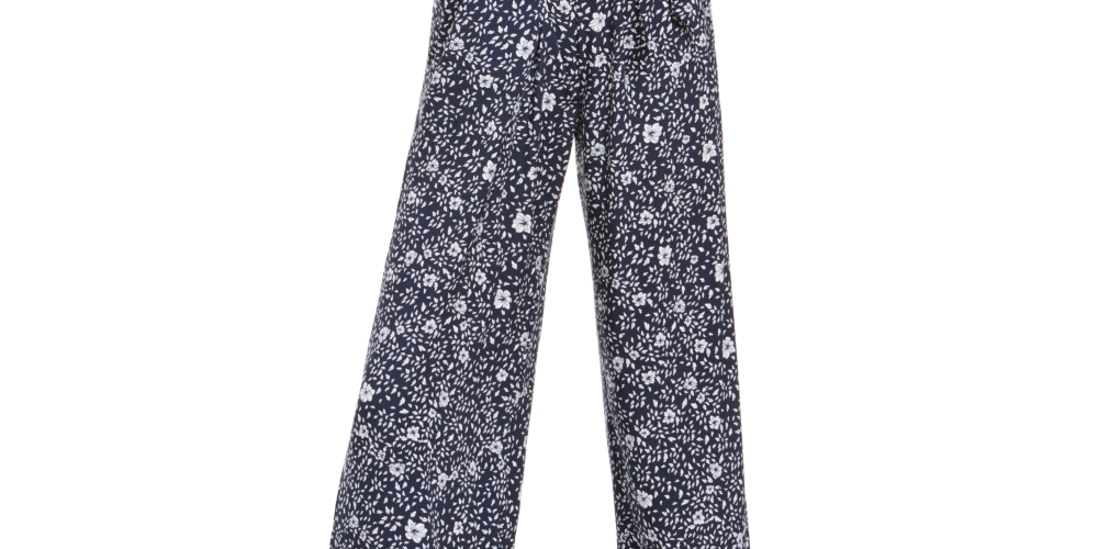 Charter Club Women's Printed Belted Jumpsuit Blue Size 12