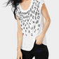 INC International Concepts Women's Sequined Leopard T-Shirt White Size Small