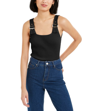 Bar III Women's Buckle Tank Top Black Size Large