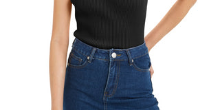 Bar III Women's Buckle Tank Top Black Size Large