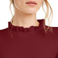Anne Klein Women's Maroon Ruffled Long Sleeve Mock Sweater Wine Size XX-Small
