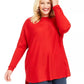 INC International Concepts Women's Plus Long-Sleeve High-Low Sweater Red Size 0X