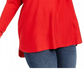 INC International Concepts Women's Plus Long-Sleeve High-Low Sweater Red Size 0X
