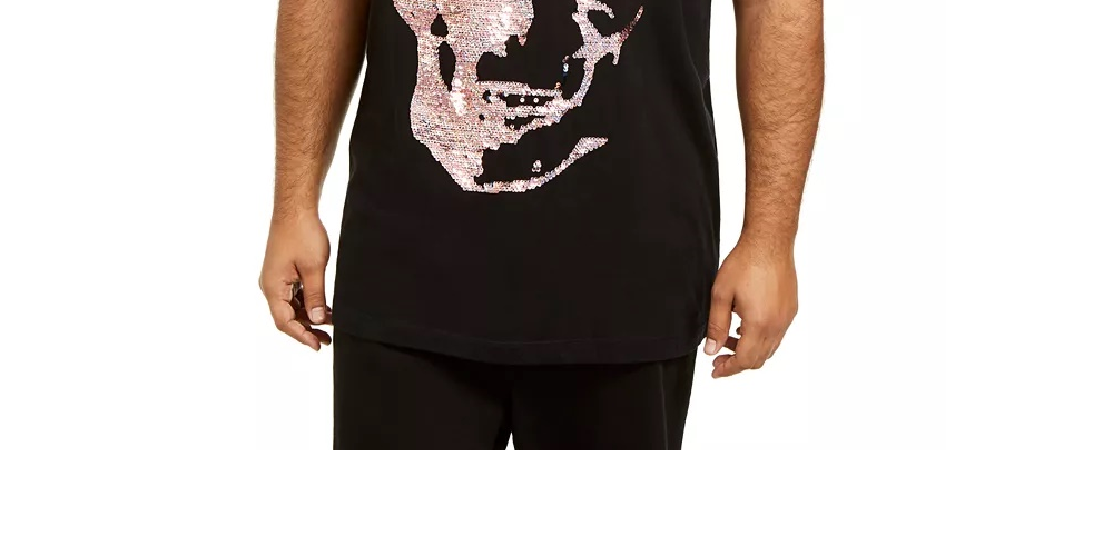 INC International Concepts Men's Graphic Long Sleeve Oversized Fit T-Shirt Black Size 2XB